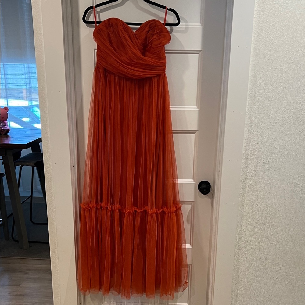Ever Pretty Burn Orange Strapless Dress